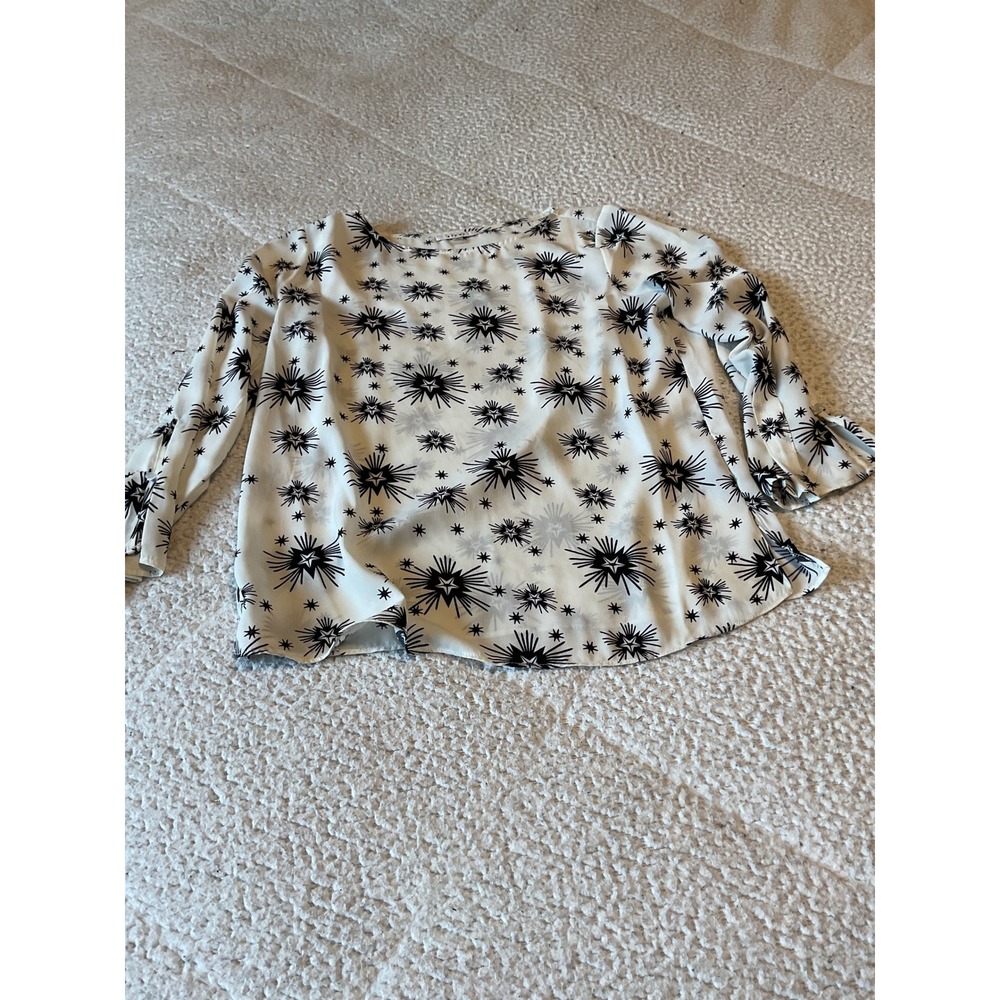 Sioni Blouse Women Medium‎ White Excellent Celestial Starburst Long Sleeve Top